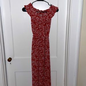 Loft Red/White Patterned Maxi Dress